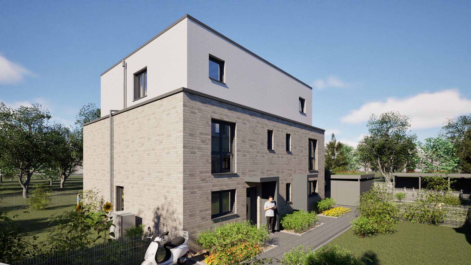 Eingangsansicht Doppelhaushälften