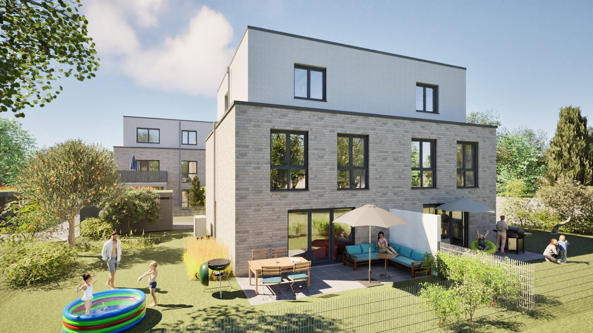 Rückansicht Doppelhaushälften